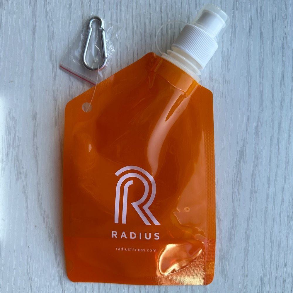 RADIUS Collapsible Water Bottle Pouch Unisex Orange Carabiner Clip OS